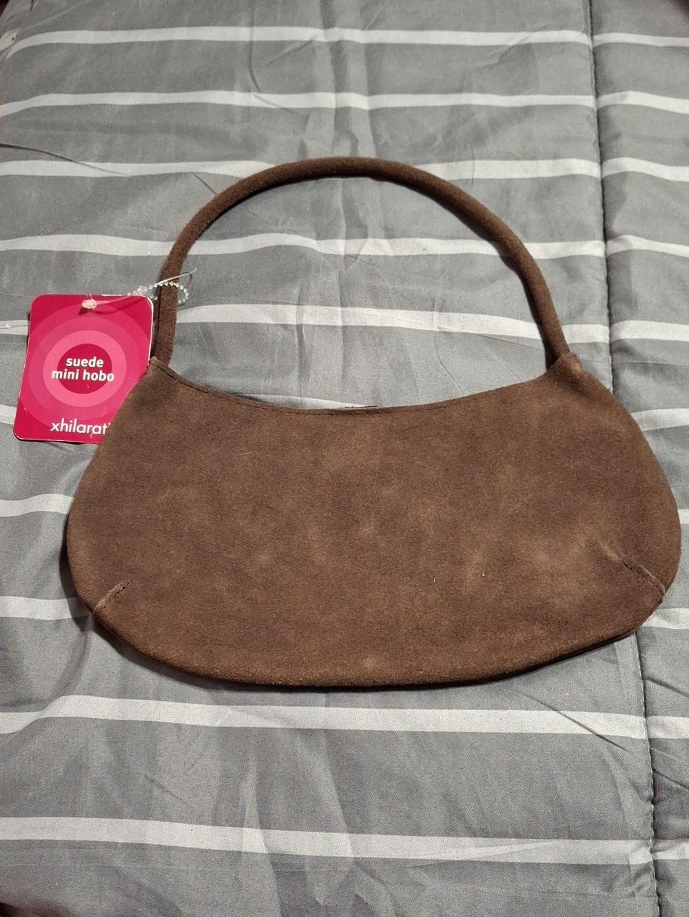 Vintage Xhilaration Brown Genuine Cow Suede Mini Hobo Bag NWT